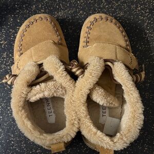 Teemix Tan Suede Shearling Moccasin Boots